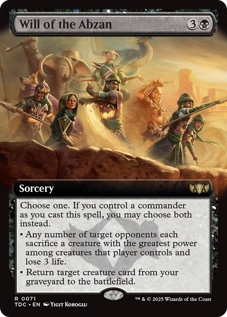 Will of the Abzan (Extended Art) (TDC-071) - Commander: Tarkir: Dragonstorm