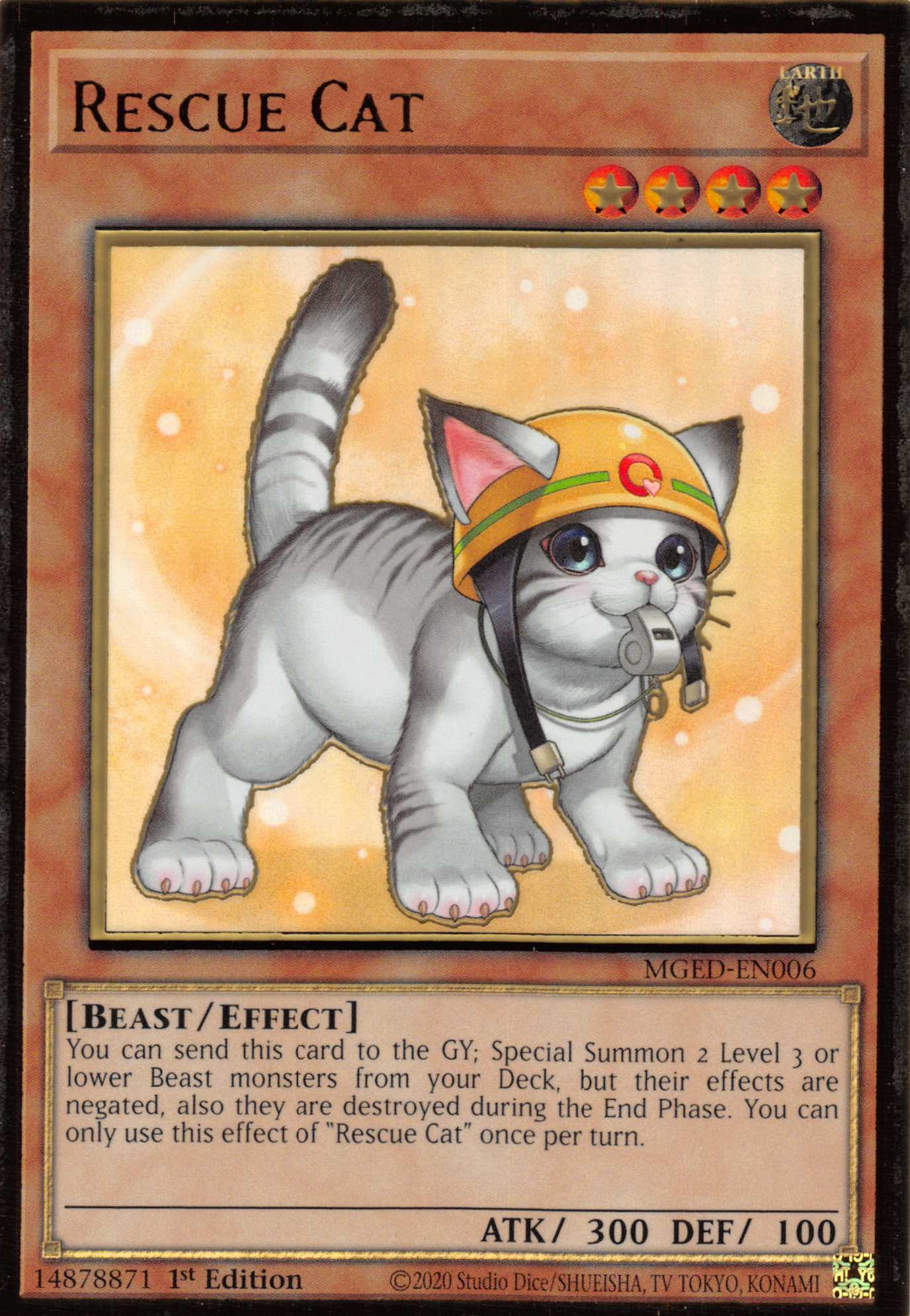 Rescue Cat (Alternate Art) [MGED-EN006] Gold Rare – Duke City Games