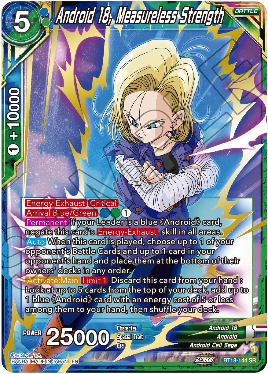 Android 18, Measureless Strength (BT18-144) [Dawn of the Z-Legends] – Duke  City Games