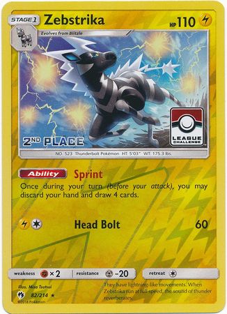Zebstrika (82/214) (League Promo 2nd Place) [Sun & Moon: Lost Thunder]